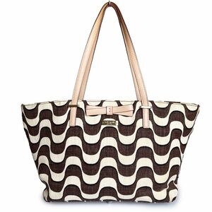 Kate Spade Bag South Poplar Street Francis Tote Painterly Wave Brown White EUC